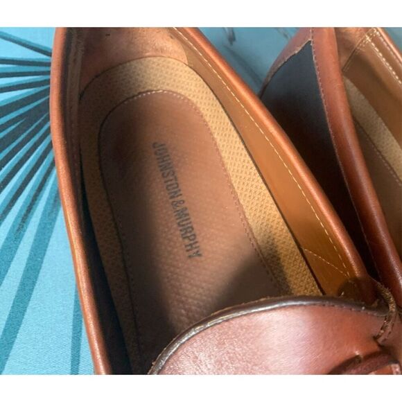 Johnston & Murphy Black Brown woven HALSEY TASSLE Leather Dress Shoes mens 12 WI main image 6